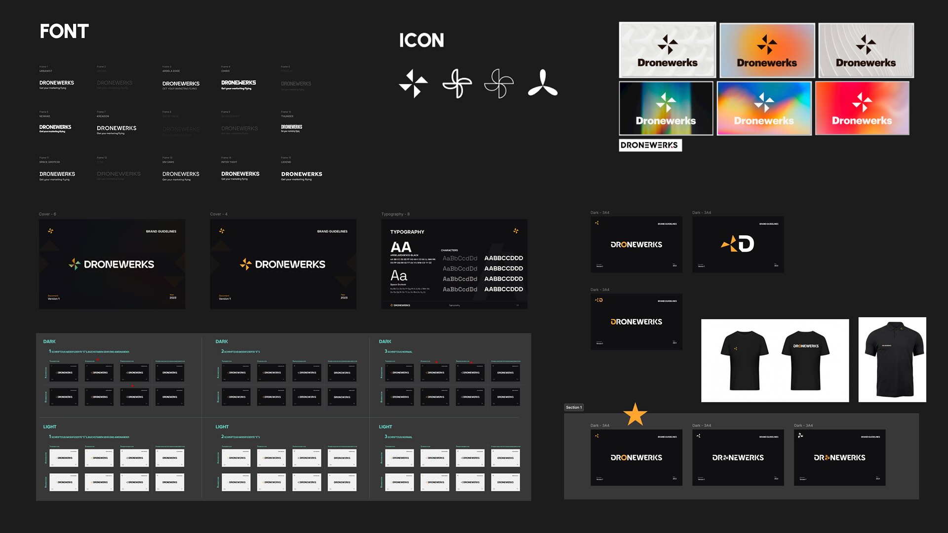 overview of the dronewerks ci design process, logo sketches ...
